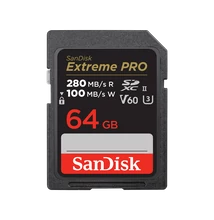 SanDisk 64GB SDXC EXTREME PRO KÁRTYA 64GB, (280/100MB/s), UHS-II, C10, V60