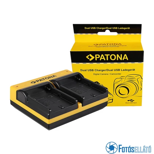 Patona DUPLA AKKUMULÁTOR TÖLTŐ SONY NP-FM50 DZ-MV DZMV200A DZ-MV200A DZMV200E DZ-MV200E MICRO-USB KÁBELLEL