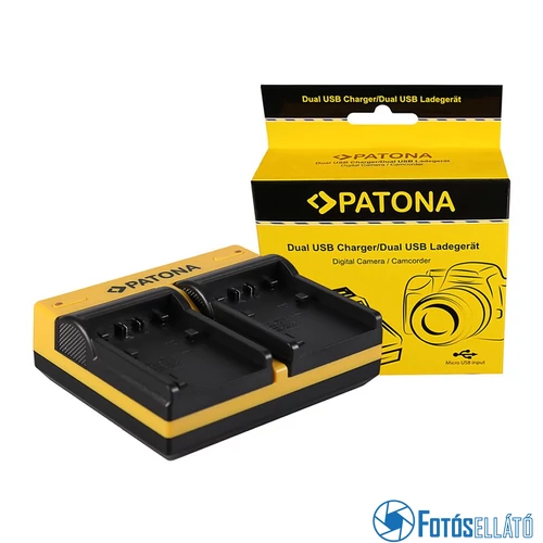 Patona DUPLA AKKUMULÁTOR TÖLTŐ SONY NP-FP50 ALPHA A230 A290 A330 A380 A390 NP-FP50 CX E MICRO-USB KÁBELLEL