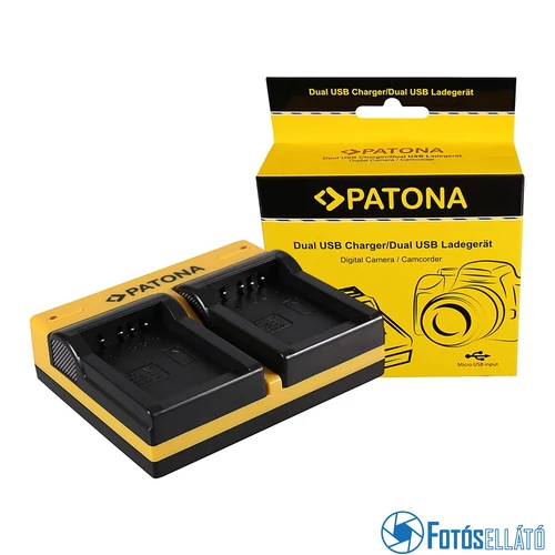 Patona DUPLA AKKUMULÁTOR TÖLTŐ SAMSUNG SLB-0837B IA-BH130C IA-BH130LB DIGIMAX I85 L74 WIDE MICRO-USB KÁBELLEL