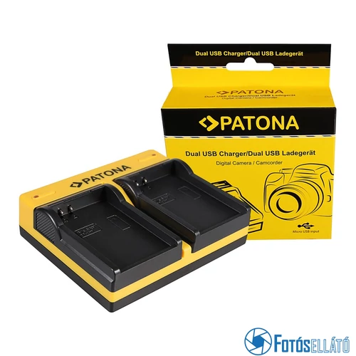 Patona DUPLA AKKUMULÁTOR TÖLTŐ SAMSUNG BP-80W SCD385SC SC-D385SC VPD381 VP-D381 VPDX100 MICRO-USB KÁBELLEL