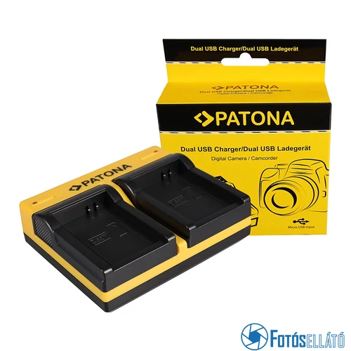 Patona DUPLA AKKUMULÁTOR TÖLTŐ SAMSUNG BP-90A HMX HMXE100P HMX-E100P HMXE10BP HMX-E10BP MICRO-USB KÁBELLEL