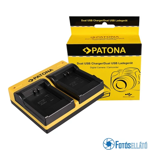 Patona DUPLA AKKUMULÁTOR TÖLTŐ CANON NB-11L IXUS 125HS 240HS NB-11L POWERSHOT A1200 A2200 MICRO-USB KÁBELLEL