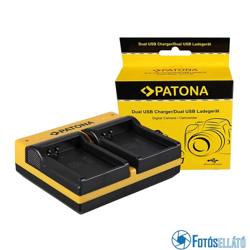 Patona DUPLA AKKUMULÁTOR TÖLTŐ OLYMPUS BLN-1 OMD EM1 E-M1 EM5 E-M5 EM5 MARK II E-M5 MARK II MICRO-USB KÁBELLEL