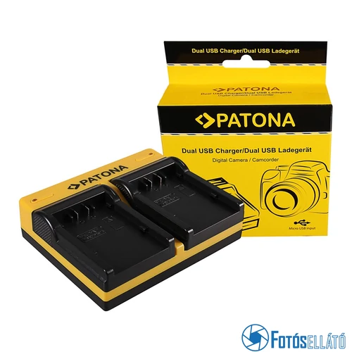 Patona DUPLA AKKUMULÁTOR TÖLTŐ PANASONIC VW-VBD26 VBD58 VBD78 AGAC8EJ AG-AC8EJ AJHPX270 MICRO-USB KÁBELLEL