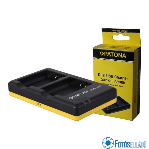 Patona DUPLA - GYORS AKKUMULÁTOR TÖLTŐ CANON LP-E10, LPE10 MICRO-USB kábellel