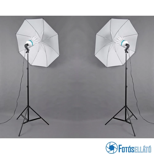 P&V Folyamatos fényű fotó izzós dupla ernyős szett - 2x 200W/800W (5500K)