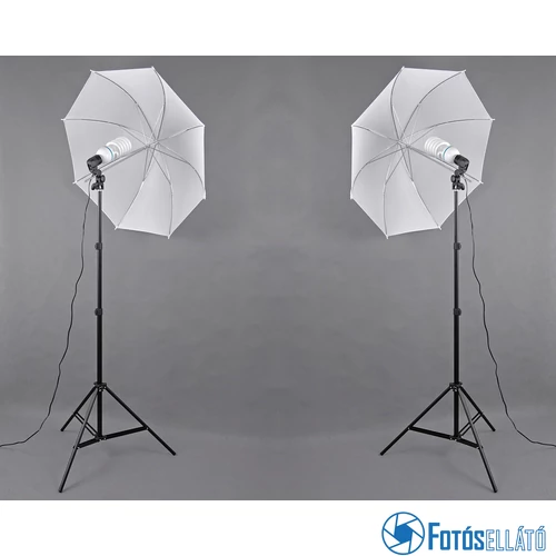 P&V Folyamatos fényű fotó izzós dupla ernyős szett - 2x 125W/600W(5500K)