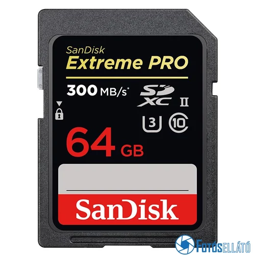SanDisk 64GB Extreme Pro  SDXC™ memóriakártya (300/300 MB/s), 8K, V90, UHS-II