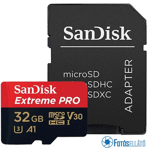 SanDisk 32GB microSDHC™ Mobile Extreme PRO™ memóriakártya, + adapter, (100/90MB/s), UHS-1, V30, A1 + Rescue Pro Deluxe