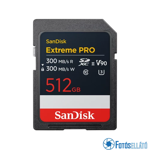 SanDisk 512GB Extreme Pro  SDXC™ memóriakártya (300/300MB/s), 8K, V90, UHS-II