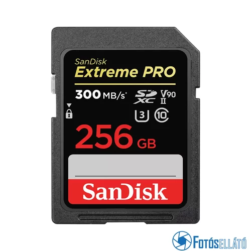 SanDisk 256 GB Extreme Pro  SDXC™ memóriakártya (300/300MB/s), 8K, V90, UHS-II