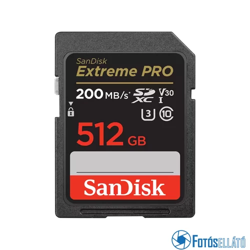 SanDisk 512GB Extreme PRO SDXC™ memóriakártya (200/140MB/s) UHS-I, Class 10, U3