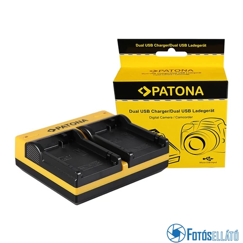 Patona DUPLA AKKUMULÁTOR TÖLTŐ CANON LP-E8 EOS 550D 600D 650D 700D MICRO USB kábellel