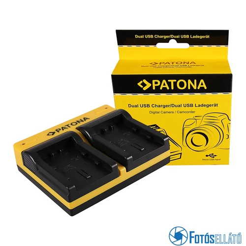 Patona DUPLA AKKUMULÁTOR TÖLTŐ SAMSUNG IA-BP210E HMX HMXH203 HMX-H203 IA-BP210E SMX SMXF40 MICRO-USB KÁBELLEL