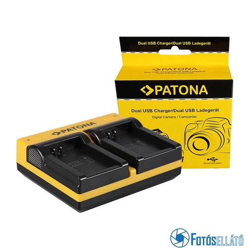 Patona DUPLA AKKUMULÁTOR TÖLTŐ CANON LP-E12 EOS M MICRO-USB KÁBELLEL