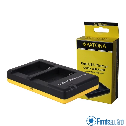 Patona DUPLA - GYORS AKKUMULÁTOR TÖLTŐ CANON NB-10L, NB10 L, NB10L MICRO-USB kábellel
