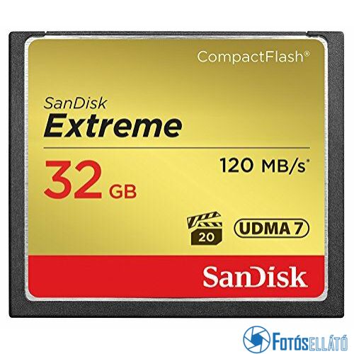 SanDisk Extreme CompactFlash™ memóriakártya (120 MB/s olvasási - 85 MB/s írási sebesség)